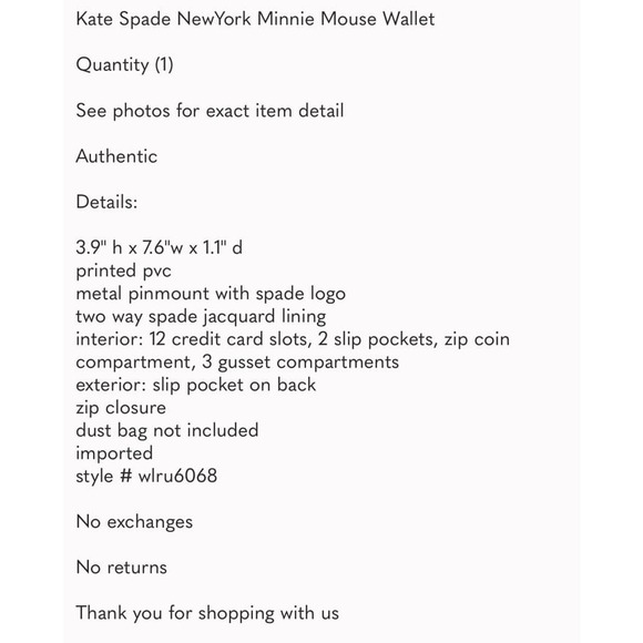 Kate Spade NewYork Mickey Mouse Minnie Mouse Wallet - Picture 6 of 6